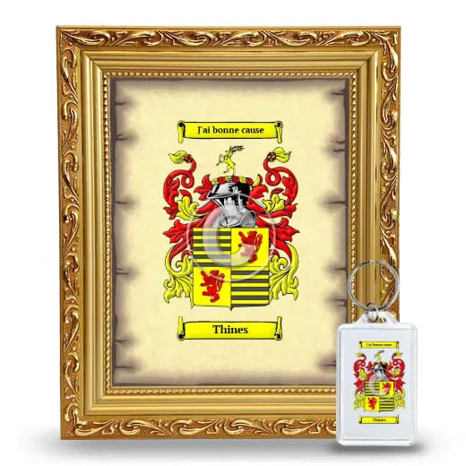 Thines Framed Coat of Arms and Keychain - Gold