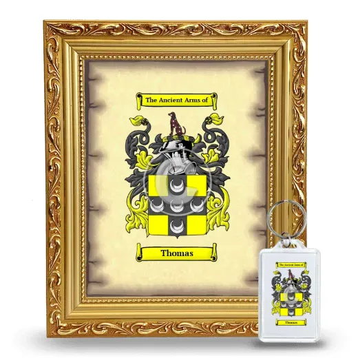 Thomas Framed Coat of Arms and Keychain - Gold