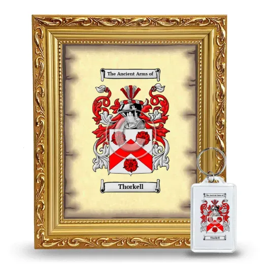 Thorkell Framed Coat of Arms and Keychain - Gold