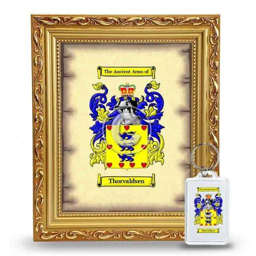 Thorvaldsen Framed Coat of Arms and Keychain - Gold