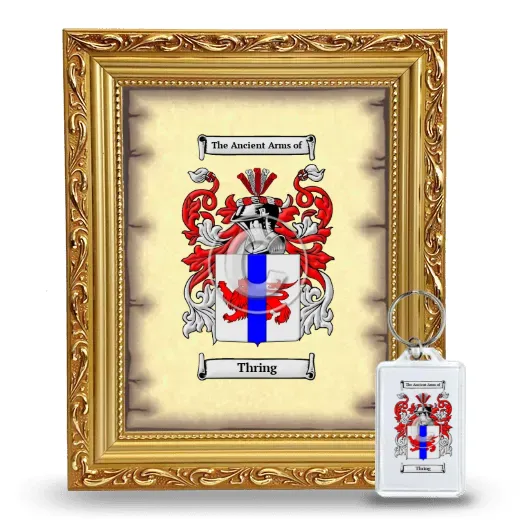 Thring Framed Coat of Arms and Keychain - Gold