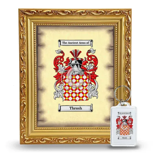 Thrush Framed Coat of Arms and Keychain - Gold