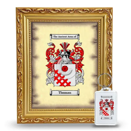 Thuman Framed Coat of Arms and Keychain - Gold