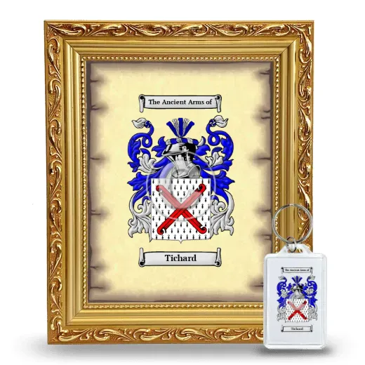 Tichard Framed Coat of Arms and Keychain - Gold