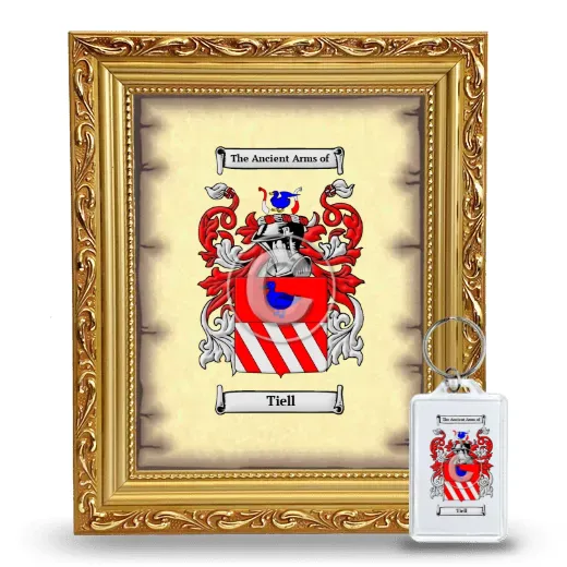 Tiell Framed Coat of Arms and Keychain - Gold