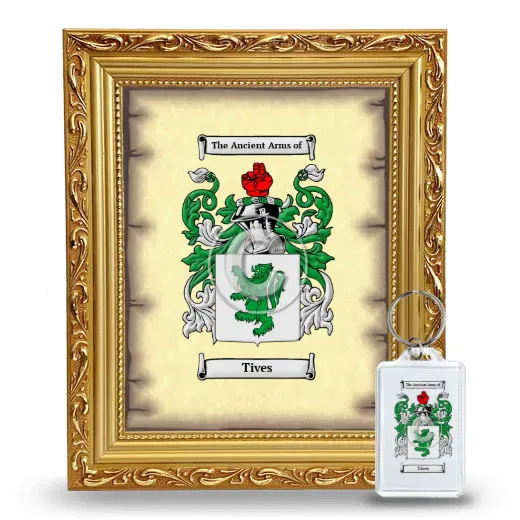 Tives Framed Coat of Arms and Keychain - Gold