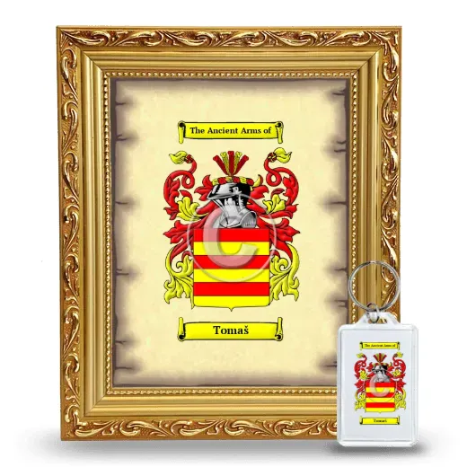 Tomaš Framed Coat of Arms and Keychain - Gold