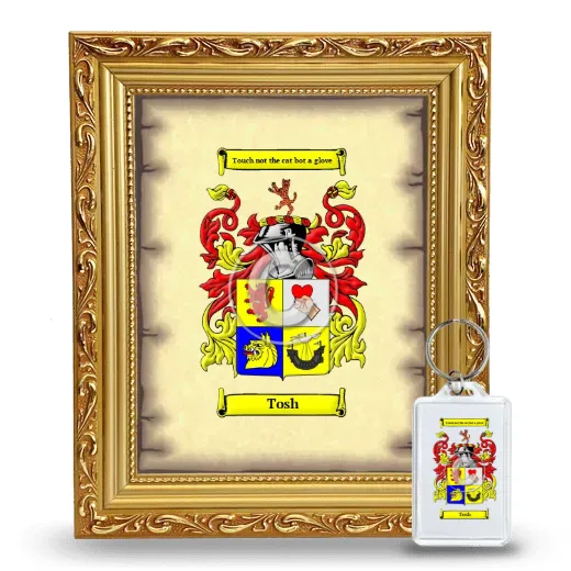 Tosh Framed Coat of Arms and Keychain - Gold