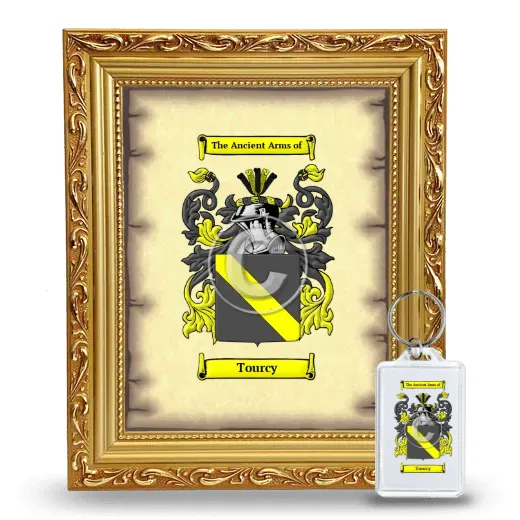 Tourcy Framed Coat of Arms and Keychain - Gold
