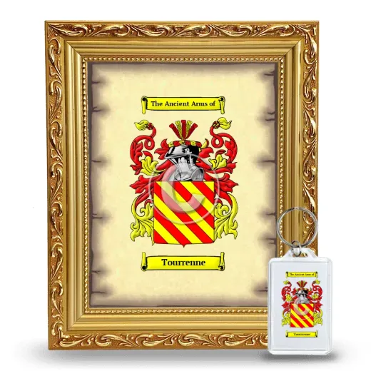 Tourrenne Framed Coat of Arms and Keychain - Gold