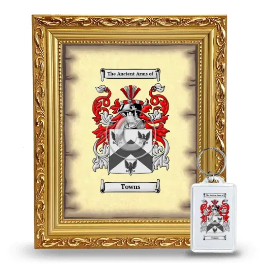 Towns Framed Coat of Arms and Keychain - Gold