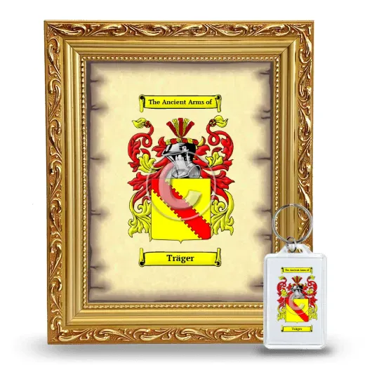 Träger Framed Coat of Arms and Keychain - Gold