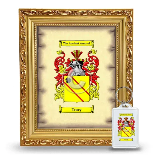 Tracy Framed Coat of Arms and Keychain - Gold