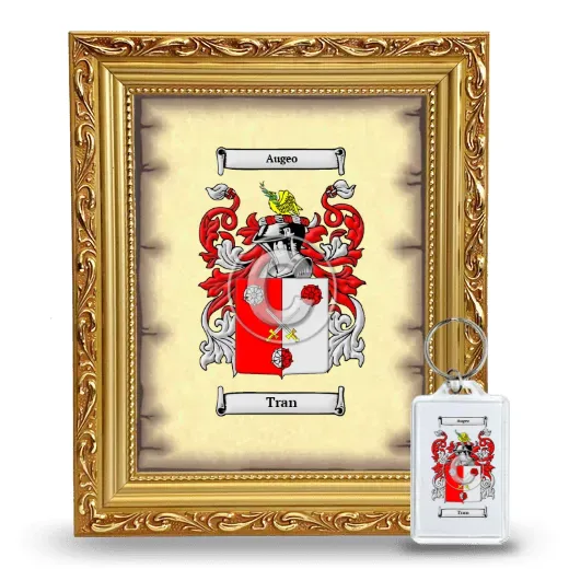 Tran Framed Coat of Arms and Keychain - Gold