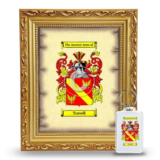 Travell Framed Coat of Arms and Keychain - Gold
