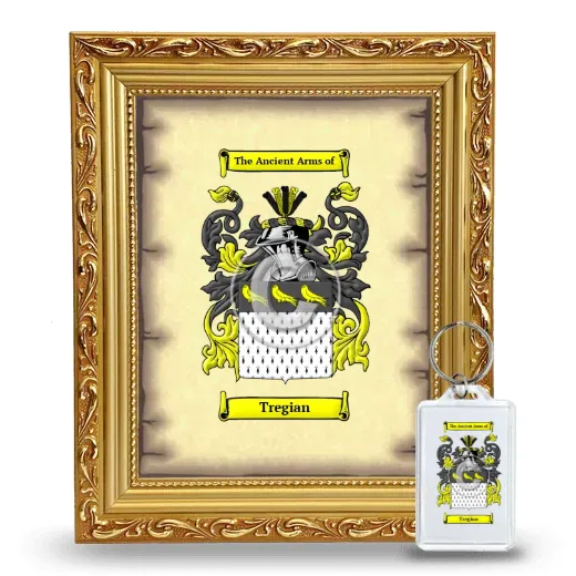 Tregian Framed Coat of Arms and Keychain - Gold