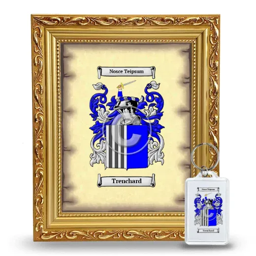 Trenchard Framed Coat of Arms and Keychain - Gold