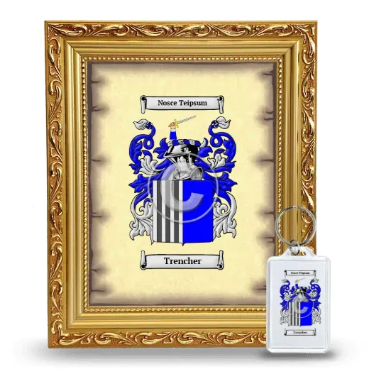 Trencher Framed Coat of Arms and Keychain - Gold