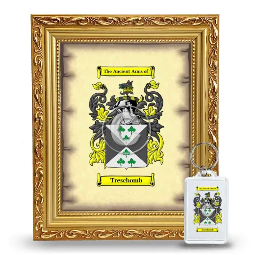 Treschomb Framed Coat of Arms and Keychain - Gold