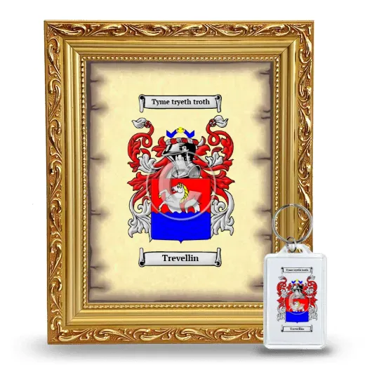 Trevellin Framed Coat of Arms and Keychain - Gold