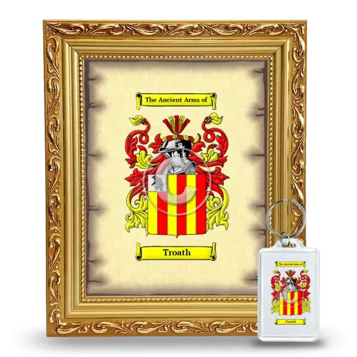 Troath Framed Coat of Arms and Keychain - Gold