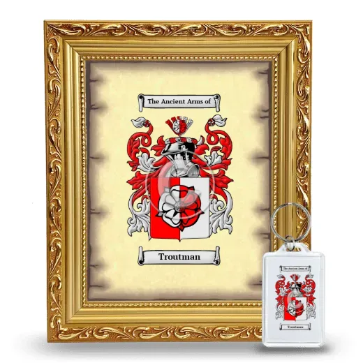 Troutman Framed Coat of Arms and Keychain - Gold