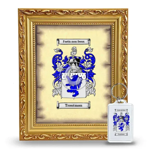 Troutman Framed Coat of Arms and Keychain - Gold