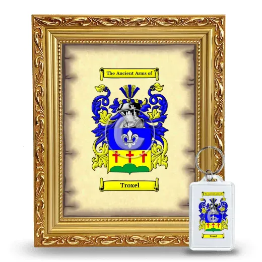 Troxel Framed Coat of Arms and Keychain - Gold