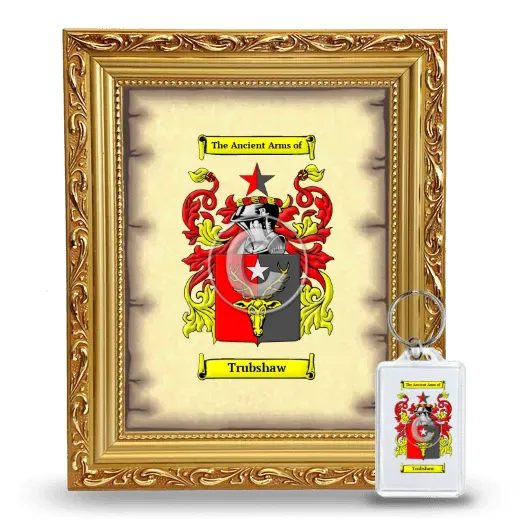 Trubshaw Framed Coat of Arms and Keychain - Gold