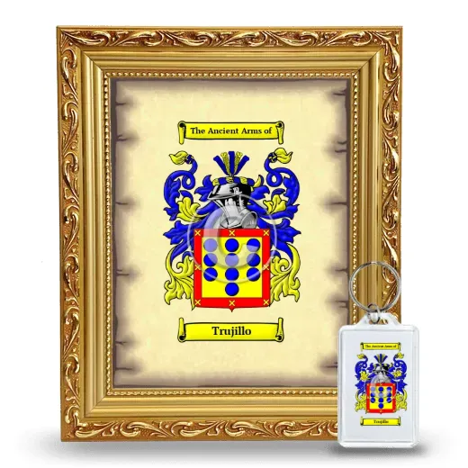 Trujillo Framed Coat of Arms and Keychain - Gold