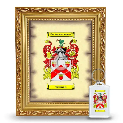 Truman Framed Coat of Arms and Keychain - Gold