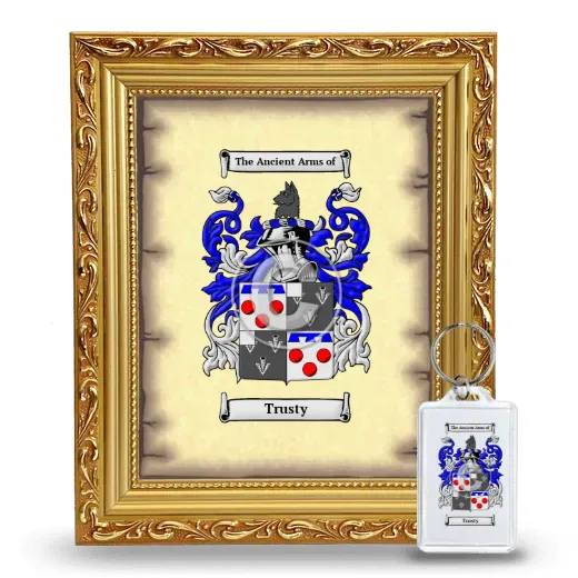 Trusty Framed Coat of Arms and Keychain - Gold