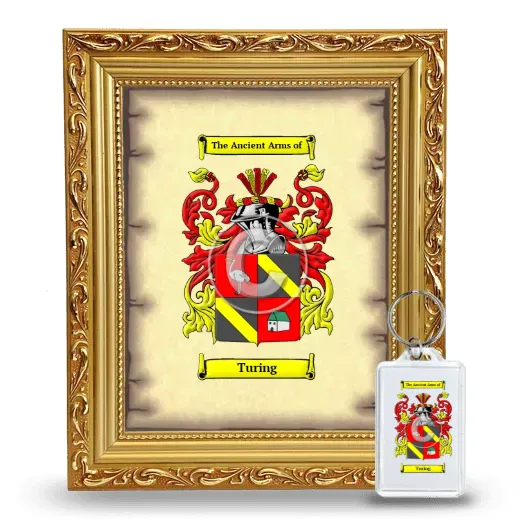 Turing Framed Coat of Arms and Keychain - Gold