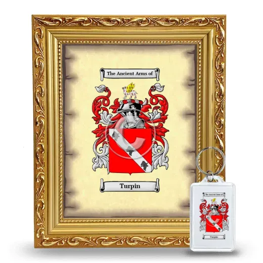 Turpin Framed Coat of Arms and Keychain - Gold