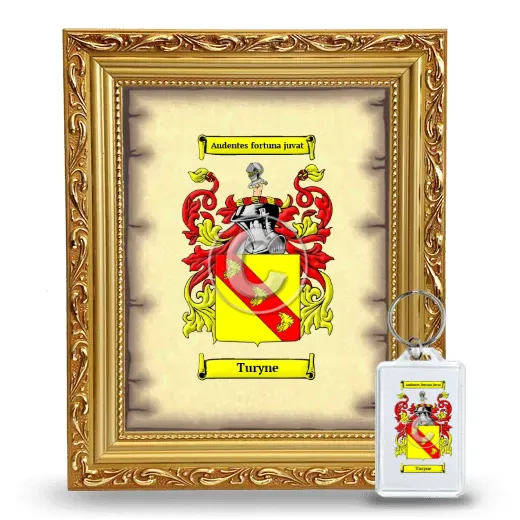 Turyne Framed Coat of Arms and Keychain - Gold