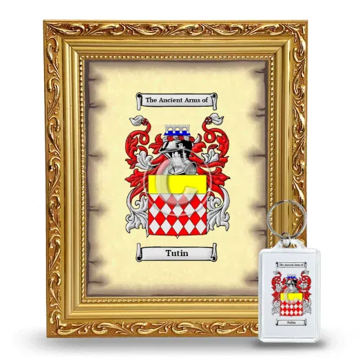 Tutin Framed Coat of Arms and Keychain - Gold