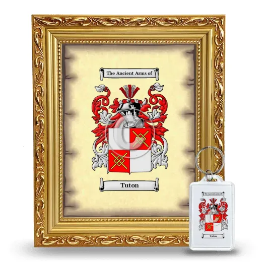 Tuton Framed Coat of Arms and Keychain - Gold