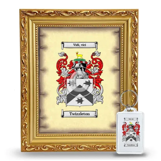 Twizzleton Framed Coat of Arms and Keychain - Gold