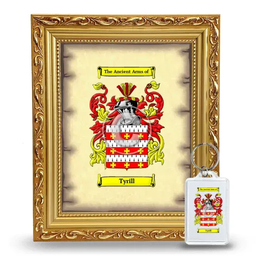 Tyrill Framed Coat of Arms and Keychain - Gold