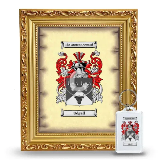 Udgell Framed Coat of Arms and Keychain - Gold