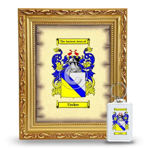Uecker Framed Coat of Arms and Keychain - Gold