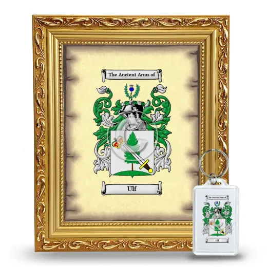 Ulf Framed Coat of Arms and Keychain - Gold