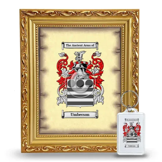 Umberson Framed Coat of Arms and Keychain - Gold