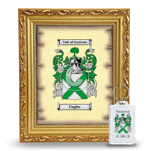 Ungles Framed Coat of Arms and Keychain - Gold