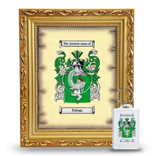 Urton Framed Coat of Arms and Keychain - Gold