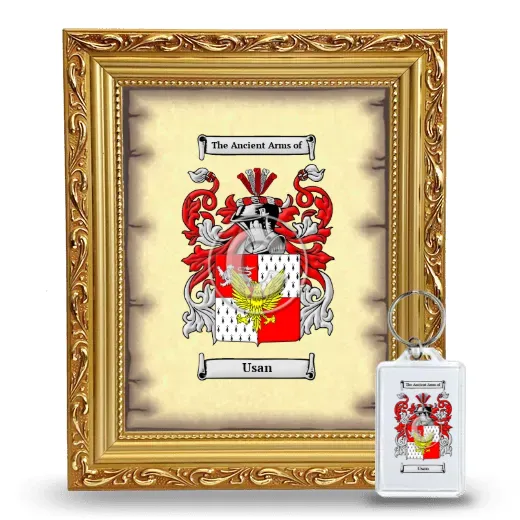 Usan Framed Coat of Arms and Keychain - Gold