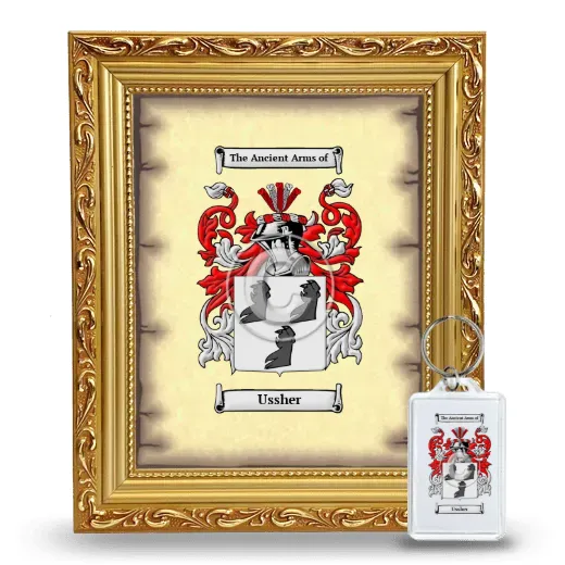 Ussher Framed Coat of Arms and Keychain - Gold