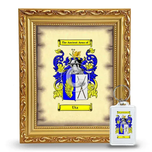 Utz Framed Coat of Arms and Keychain - Gold