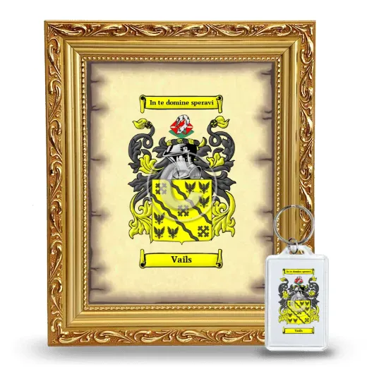 Vails Framed Coat of Arms and Keychain - Gold