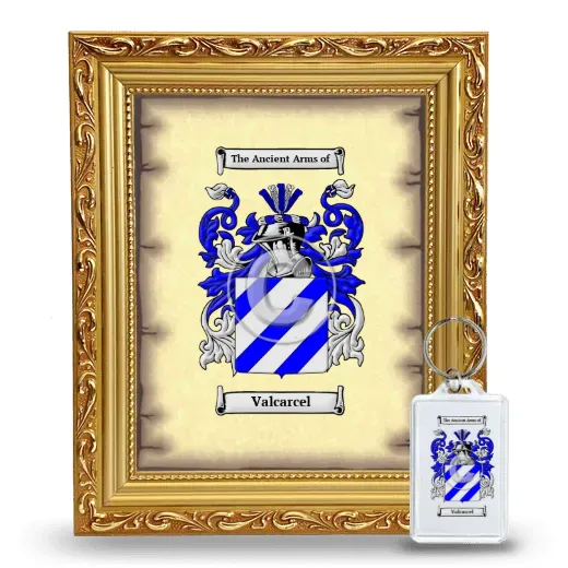 Valcarcel Framed Coat of Arms and Keychain - Gold
